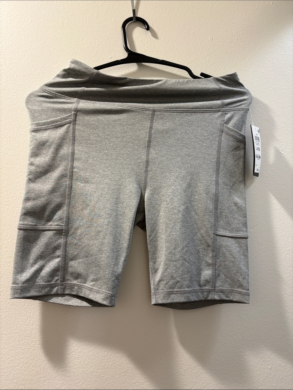Ideology Light Gray High-Waist Bike Shorts with Pockets